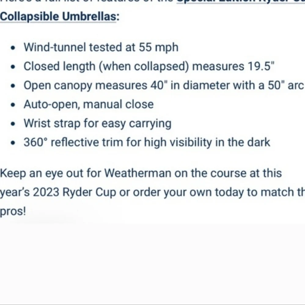 NEW Weatherman Arnold Palmer Umbrella Fairway Golf Collapsible Cocktails 🍸 - Picture 12 of 14